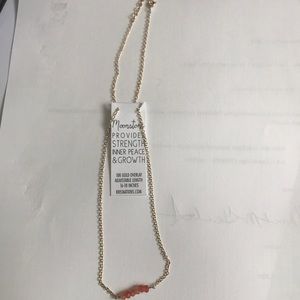 Gold necklace with peach moonstone